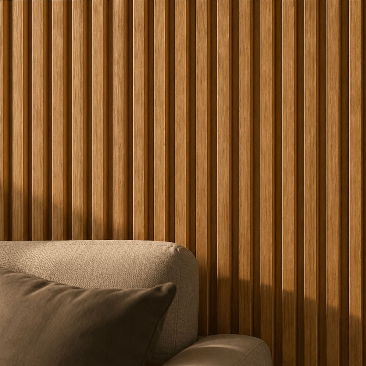 Panel WPC interior Encino detalle veta roble premium | SRJ Tu Hogar Uruguay