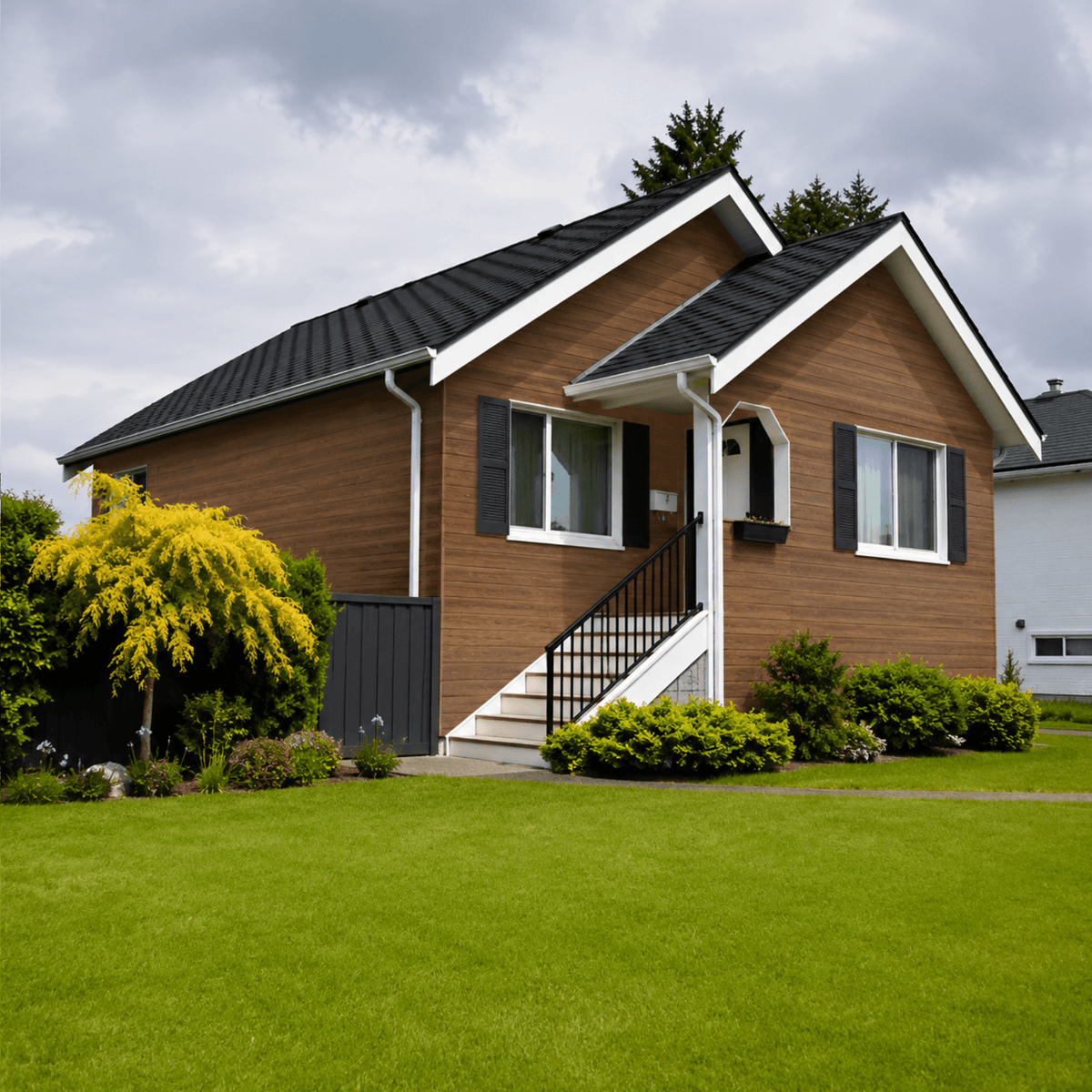 Metal siding Roble Oscuro símil madera oscura para fachadas | SRJ Tu Hogar Uruguay