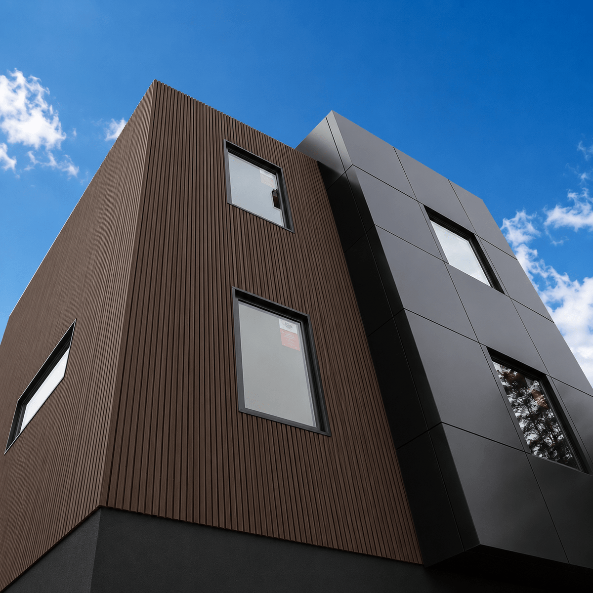Revestimiento WPC exterior Cafe pared exterior moderna | SRJ Tu Hogar Uruguay