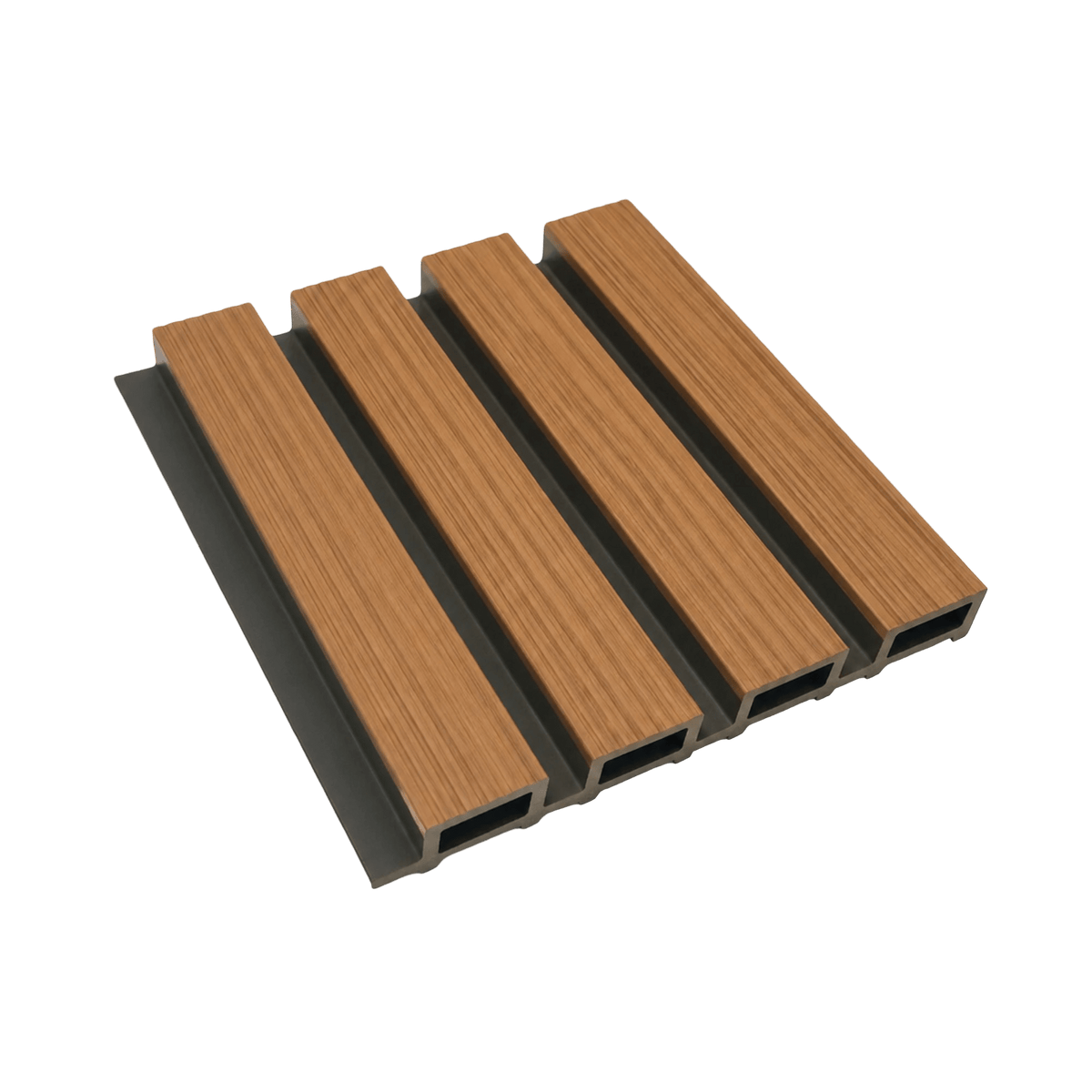 Panel WPC exterior Teak Fondo Negro revestimiento fachada bicolor | SRJ Tu Hogar Uruguay